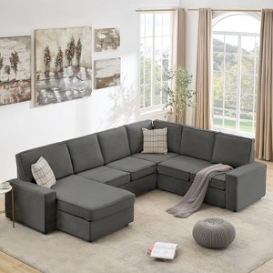Modular Sectional Sofa, U/L-Shaped Couch w/ Removable Cover, Modern Convertible Deep Seat Sofa, Comfy Cloud Sleeper Sofa Couch for Living Room&Office - 1 of 4