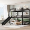 KWPZQEB Triple Bunk Bed with Ladder & Guardrail, Metal Triple Bunk Bed with Slide & Noise-reduced Design,Heavy-duty Bunk Bed, Easy Assembly, Black - 3 of 4