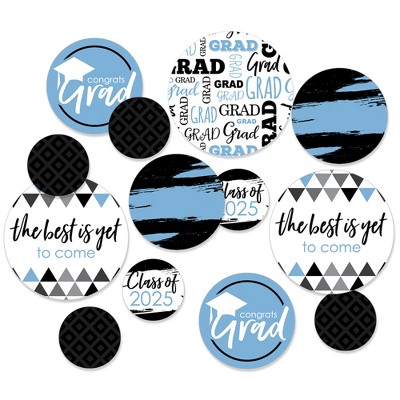 Big Dot of Happiness 2025 Light Blue Graduation Party Giant Circle Confetti - Party Decorations - Large Confetti 27 Count