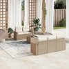 vidaXL Patio Sofa Set with Cushions Outdoor Furniture 6 Piece Poly Rattan - Beige and Cream - 2 of 4