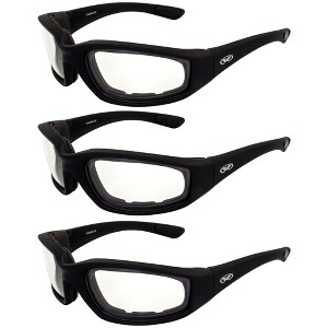 3 Pairs of Global Vision Eyewear Kickback Safety Motorcycle Glasses with Clear Lenses - 1 of 4