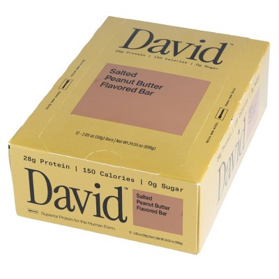 David Protein Protein Bars with 28g Protein - Salted Peanut Butter Flavor - 12ct