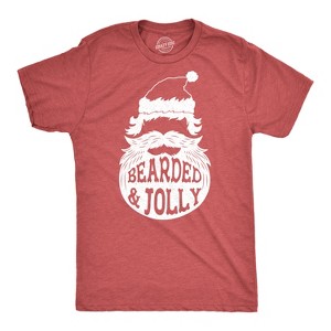 Mens Bearded And Jolly T Shirt Funny Santa Claus Beard Christmas Tee - Crazy Dog Men's T Shirt - 1 of 4