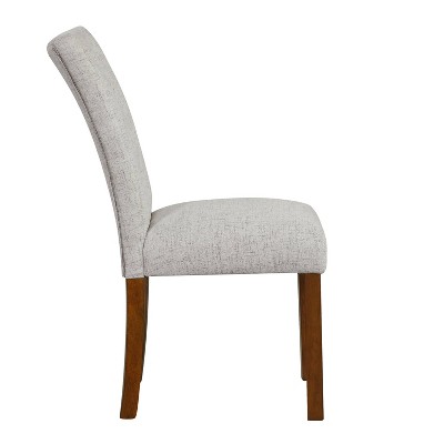 Neutral Textured Upholstered Parsons Dining Chairs with Wood Legs, Set of 2