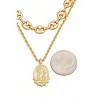 Slickblue Layered Mariner Chain Necklace & Stud Earring Set, Woman Figure Coin Pendant, Gold, Boho Style - 3 of 4