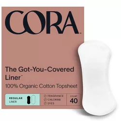 Cora Organic Cotton Ultra Thin Panty Liners for Periods - Light Absorbency - 40ct