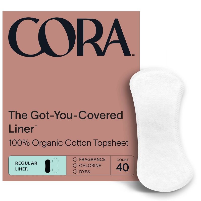 Cora Organic Cotton Ultra Thin Panty Liners for Periods - Regular Absorbency - 40ct, 1 of 9