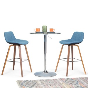 CAVINAS Linen/Faux Leather Counter Height Bar Stools Set of 2,Bent Wood Counter Stools with Chrome Footrest,Armless Barstools for Kitchen Island - 1 of 4