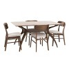Christopher Knight Home Fausett Mid Century Modern Fabric Upholstered Wood 5 Piece Dining Set - 2 of 4