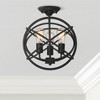 Franklin Iron Works Ellery Industrial Modern Ceiling Light Semi Flush Mount Fixture 14" Wide Bronze 3-Light Openwork Sphere Cage Shade for Bedroom - 2 of 4