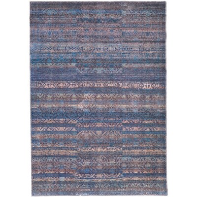Voss Transitional Geometric Blue/Purple/Brown Area Rug