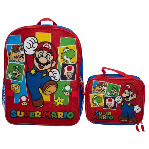 Super Mario Brothers 2 Piece Backpack Set Boys Girls 16 School Bag Blue Target