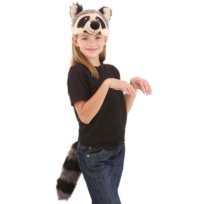 HalloweenCostumes.com    Raccoon Plush Headband & Tail Costume Kit, Black/Gray/Brown