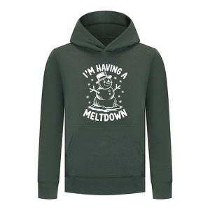 Everyday Kids Christmas Collection I’m Having a Meltdown Pullover Hoodie – Funny Snowman Holiday Sweatshirt - Green - 1 of 2