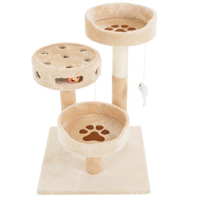 Pet Adobe Cat 3-Tier Tree House and Play Area - Tan