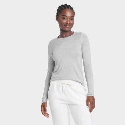 Women's Seamless Long Sleeve Top - All In Motion™ Heathered Gray XXL: Moisture Wicking, Midweight Knit Pullover