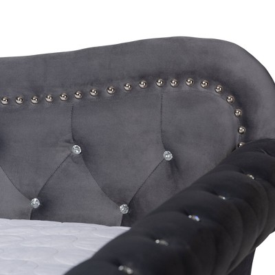 Gray Velvet Upholstered Full Daybed with Tufted Trundle