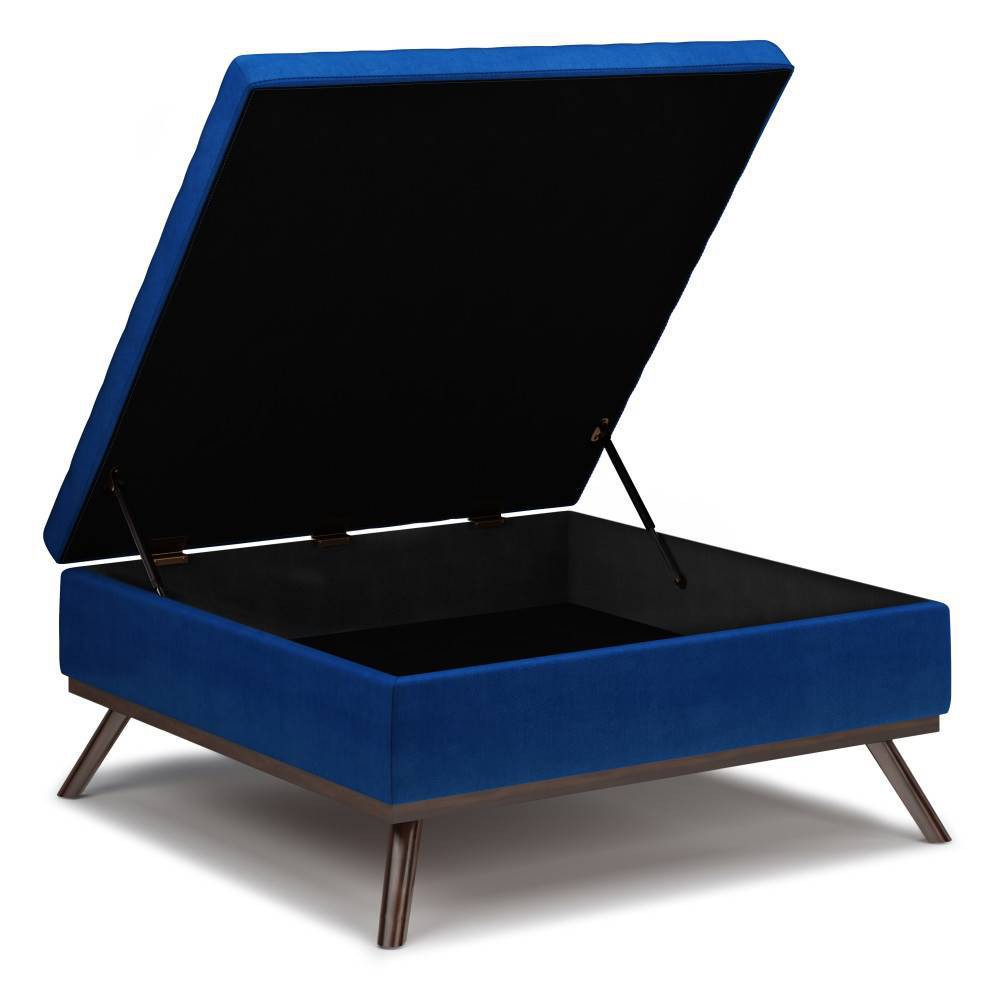 Photos - Pouffe / Bench 34" Ethan Coffee Table Storage Ottoman and benches Blue - WyndenHall