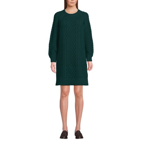 Lands End Women s Cotton Blend Cable Crew Neck Sweater Dress Target