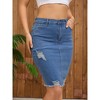 INSPIRE CHIC Women's Ripped Raw Hem High Waisted Stretch Summer Above the Knee Casual Denim Skirts - 2 of 4