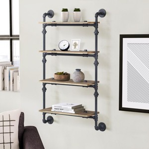 INFURNIC Decorative Wall Shelf Industrial 4-Tier Water Pipe Frame for Display and Storage Stylish Space-Saving, Black, 28.5"*9.5"*47.5" - 1 of 3
