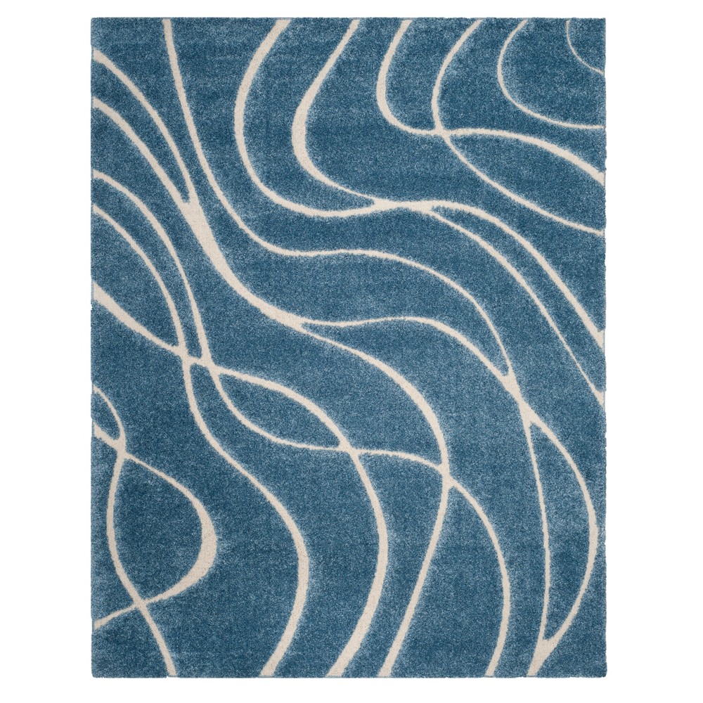 Light Blue Cream Swirl Loomed Area Rug 8X10 Safavieh For Sale