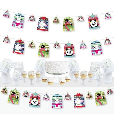 Big Dot of Happiness Wild and Ugly Sweater Party - Holiday and Christmas Animals Party DIY Decorations - Clothespin Garland Banner - 44 Pc