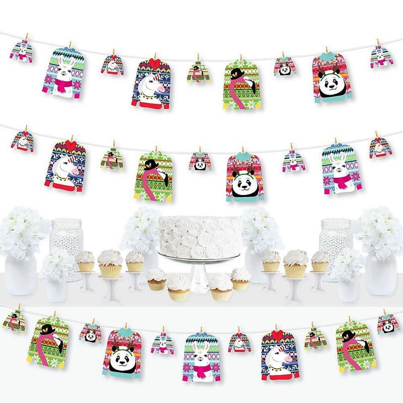 Big Dot of Happiness Wild and Ugly Sweater Party - Holiday and Christmas Animals Party DIY Decorations - Clothespin Garland Banner - 44 Pc, 1 of 7