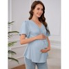 Maternity Drawstring V Neck Top Casual Short Sleeve Pregnancy T-Shirt - 4 of 4