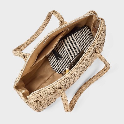 A New Day Straw Satchel Tote Bag - A New Day™ Natural — фото 4