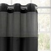 No Hook Needed Cotton Blend Waffle Weave Shower Curtain with Snap-In Liner, Top Sheer Window - 3 of 4