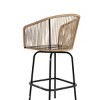 Outdoor Bar Set, 3 Pcs Patio Bar Chairs with Cushions, Bar Patio Set with 2 Height Bar Chairs and Round Bar Glass Tabletop-Coolbibila - 4 of 4
