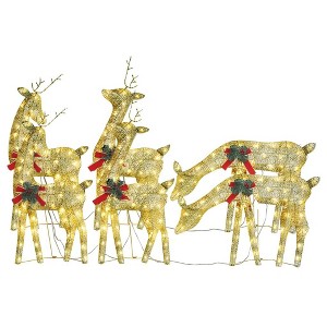 'vidaXL Christmas Reindeer 6-Piece Set- Gold Warm White Mesh Outdoor/Indoor Lights, Energy-Saving LEDs with 8 Lighting Effects, Simple Assembly - 1 of 4