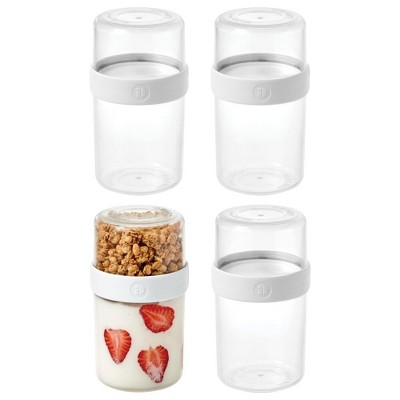 iDesign Medium Stack 'n Snack Food Containers - Set of 4 - Clear/White