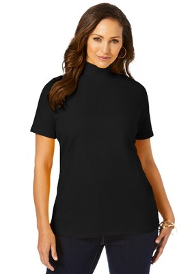 Plus size short 2025 sleeve mock turtleneck