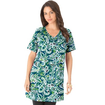 Roaman's Women's Plus Size Short-Sleeve V Neck Ultimate Tunic
