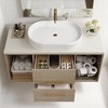 Mshliw 40 Inch Wall Mounted Bathroom Vanity with Oval Ceramic Sink, Floating Solid Wood Cabinet and Open Shelf Storage - 2 of 4