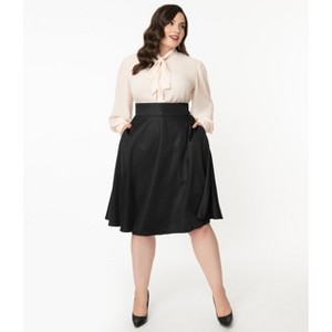 Unique Vintage Women's Plus Retro Style High Waist Vivien Swing Skirt - 1 of 4