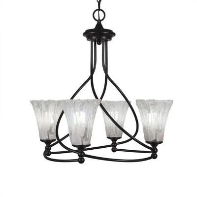 Toltec Lighting Capri 4 - Light Chandelier in  Dark Granite with 5.5" Fluted Italian Ice Shade
