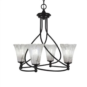 Toltec Lighting Capri 4 - Light Chandelier in  Dark Granite with 5.5" Fluted Italian Ice Shade - 1 of 1