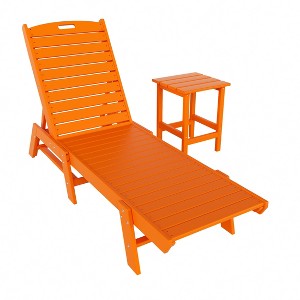 WestinTrends 2 Pieces Poly Outdoor Patio Chaise Lounge Chair with Side Table Set - 1 of 4