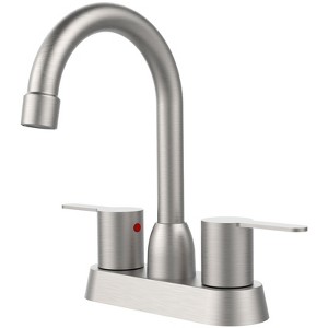 ChicFurnit Bathroom Sink Faucet Modern 2 Handle Centerset Faucet with Pop Up Drain for RV and Vanity Spaces, Silver and Gray, 10.62"*9.65"*2.6" - 1 of 4