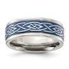 Chisel Stainless Steel Polsihed Blue IP-plated Celtic Design 8.00mm Band Ring - 2 of 2