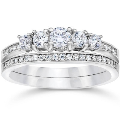 Pompeii3 5/8 Ct Vintage Diamond Engagement Wedding Ring Set 10k White Gold