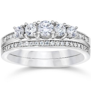 Pompeii3 5/8 Ct Vintage Diamond Engagement Wedding Ring Set 10k White Gold - 1 of 4
