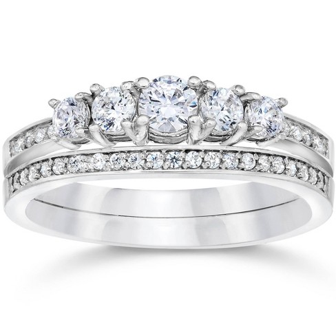 Pompeii3 5/8 Ct Vintage Diamond Engagement Wedding Ring Set 10k White Gold  - Size 8.5