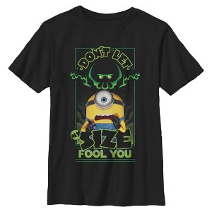 Boys Minions & Monsters Don't Let My Size Fool You T Shirt - Black