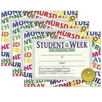 Hayes Publishing Student of the Week Certificate, 8.5" x 11", 30 Per Pack, 3 Packs