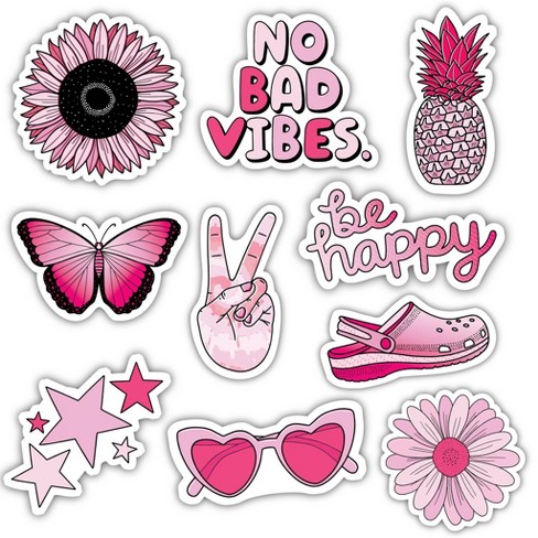 VSCO Stickers 100 Pack pink I Cute Stickers Waterproof 100% Vinyl Stickers  I Vsco Girls Stuff (100 Pink Pack, VSCO Stickers)