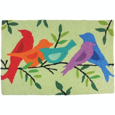 Jellybean Morning Song Birds Rug – Colorful Indoor/Outdoor Accent Mat with Cheerful Birds & Floral Design, Durable & Washable 20" X 30"